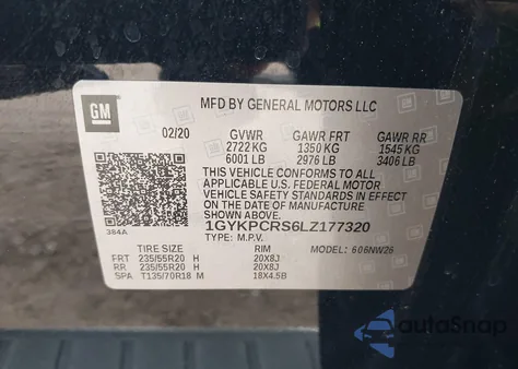 2020 Cadillac Xt6 Fwd Premium Luxury from USA, damaged, VIN 1GYKPCRS6LZ177320